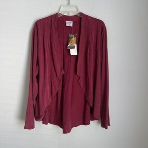 New Click Color Me Cotton Burgundy Open Front Pleat Jacket